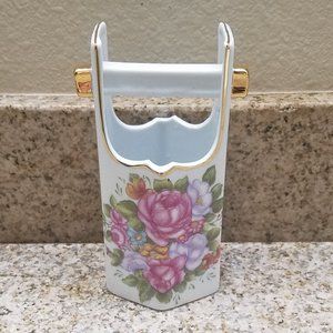 Porcelain Ceramic Flower Basket Vase or Pencil Holder